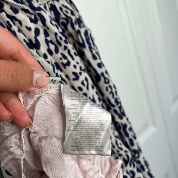 Baum & Pferdgarten Adamaris Blue Leopard Silk Blend Dress Women's Size 40 (US 10 - Picture 11 of 15